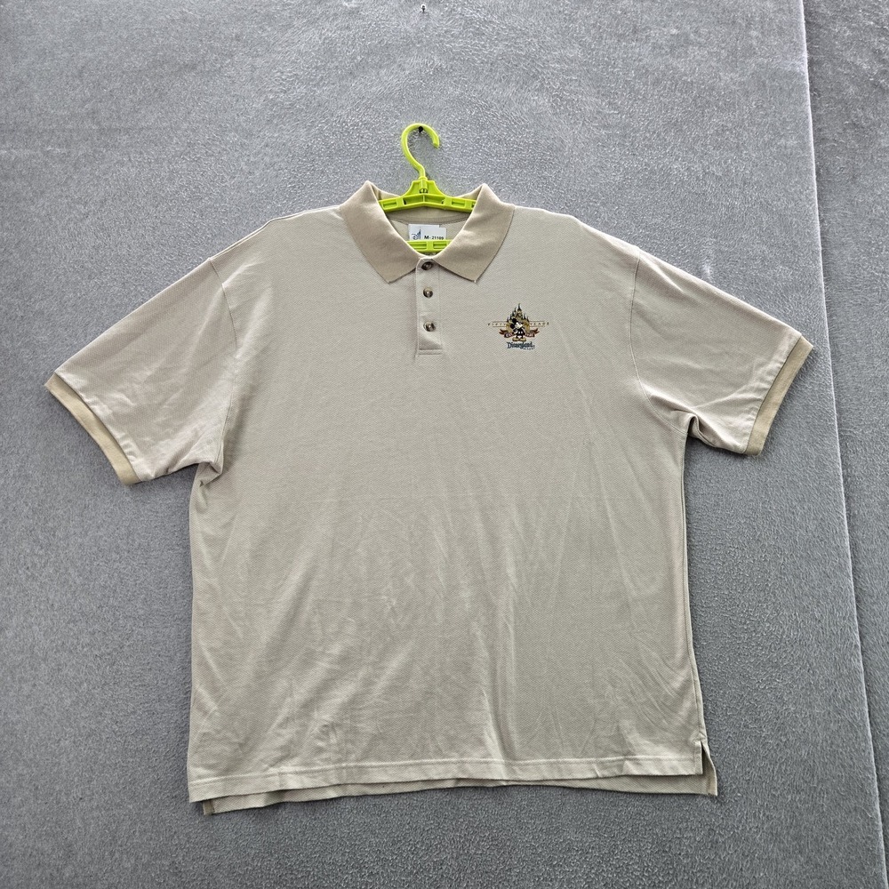 Disneyland Resort Men Polo XXL Beige Embroidered Mickey Mouse Disney Graphic